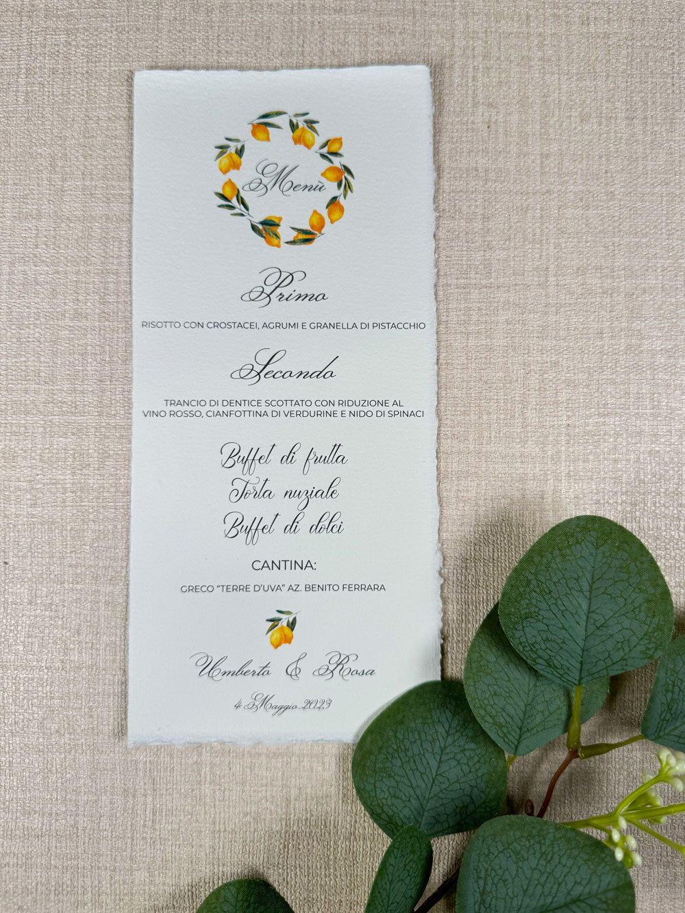 Menu in carta amalfi