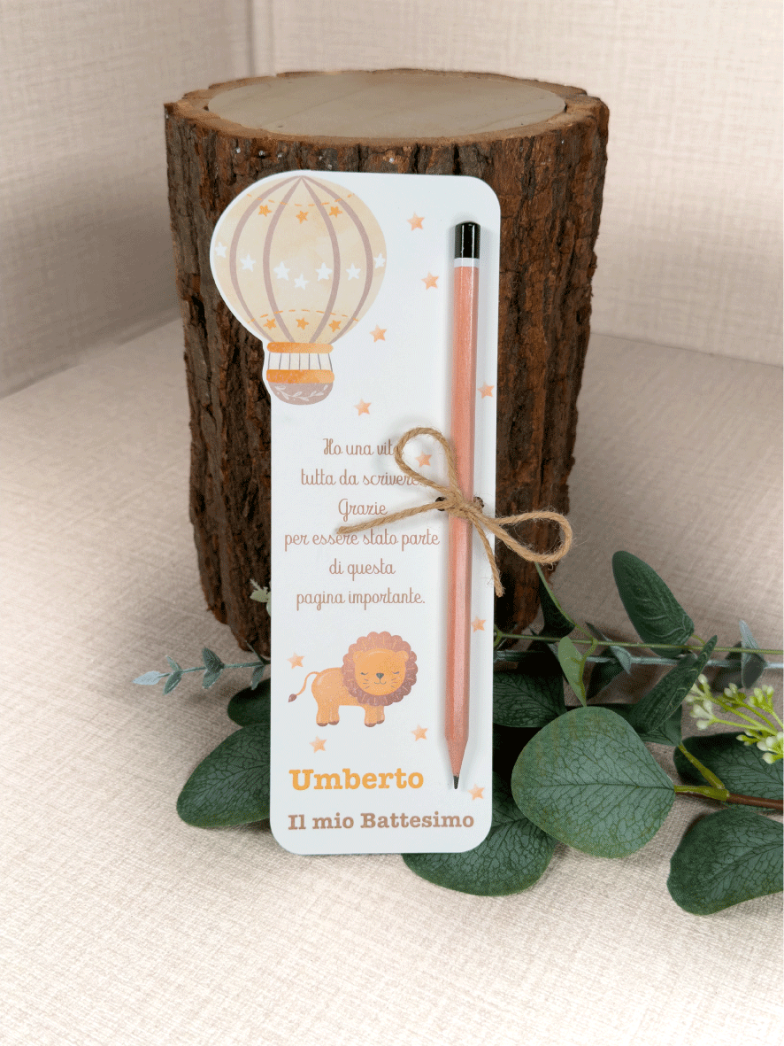 Segnaposto con matita leoncino