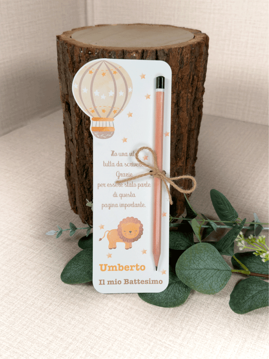 Segnaposto con matita leoncino