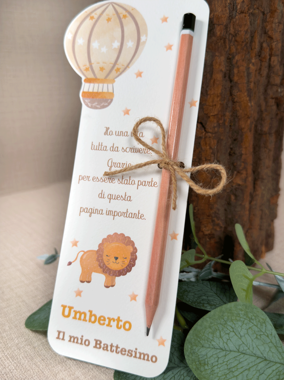 Segnaposto con matita leoncino