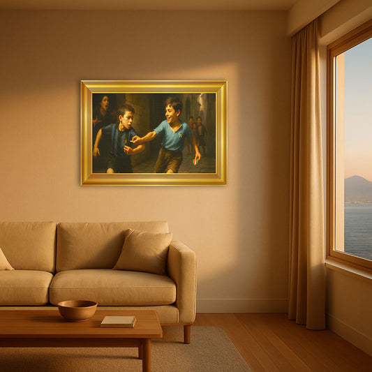 Quadro in tela con telaio in legno “Avanti Scugnizzi” – Scudetto Napoli 2025